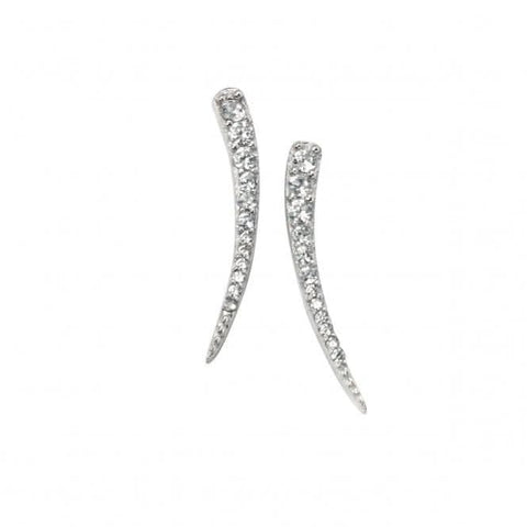 Elements Rhodium-plattierte Ohrringe mit gebogenem Stab und Zirkonia E5108C