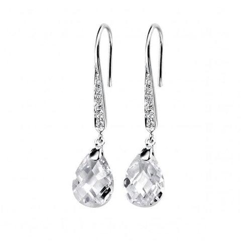 Boucles d'oreilles Elements en argent transparent en forme de larme avec zircon cubique transparent E3379CZ364