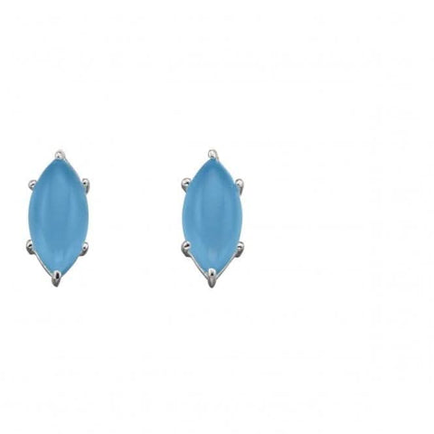 Elements Silberne Marquise Cabochon Ohrringe mit blauem Chalcedon E5701T