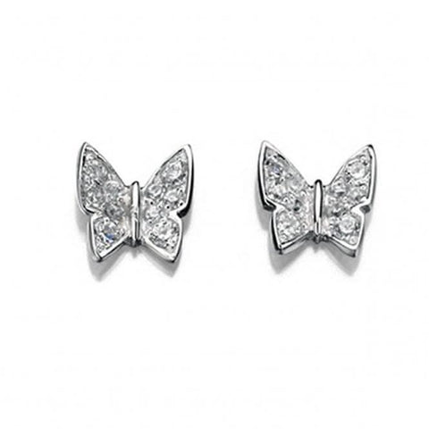 Boucles d'oreilles papillon pavées en argent Elements E4098CZ364