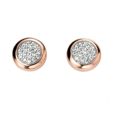 Elements Ohrringe Silber Pavé mit Roségold-Umrandung E5137C