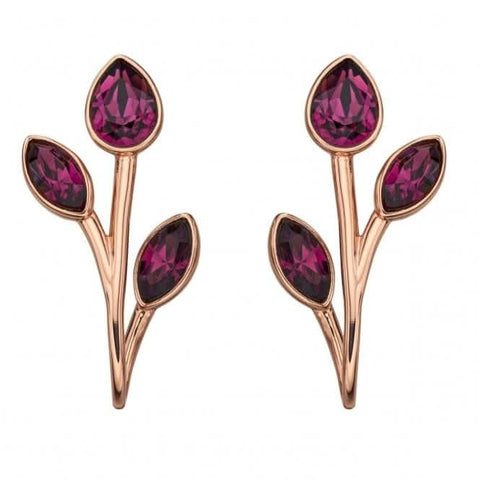 Elements Ohrringe Silber Roségold Amethyst Swarovski Vorder- und Rückseite E5730M