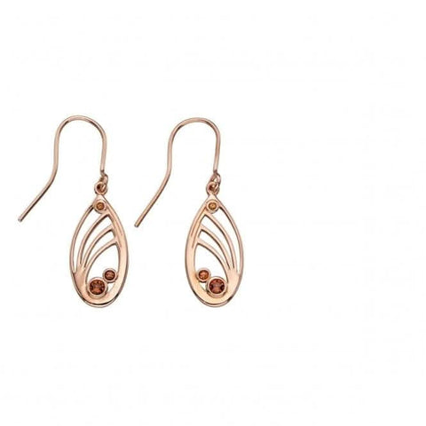 Elements Ohrringe aus silber-roségoldplattiertem Quilling mit Swarovski-Rauchtopas E5516Y