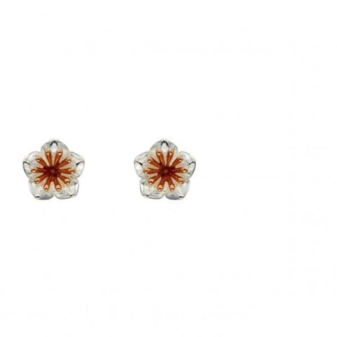 Elements Silver Ohrringe mit Chrysanthemenblütenmotiv und roségoldenen Details E5668