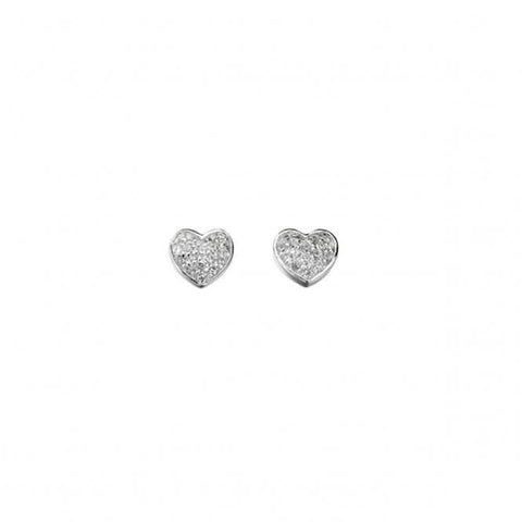Boucles d'oreilles clous en argent sterling Elements, serties de zirconiums cubiques transparents en forme de cœur, référence E4015C