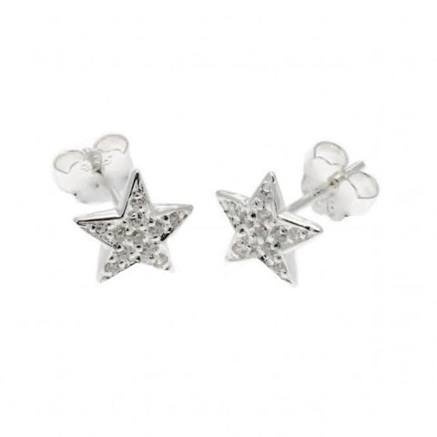 Boucles d'oreilles clous en argent sterling et zircon cubique transparent en forme d'étoile E4078C
