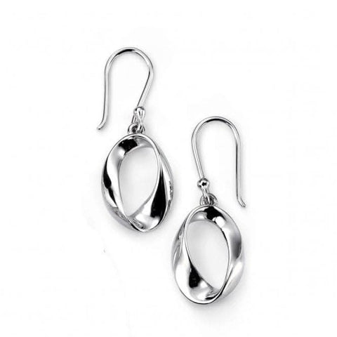 Boucles d'oreilles pendantes ovales torsadées en argent sterling Elements E4089