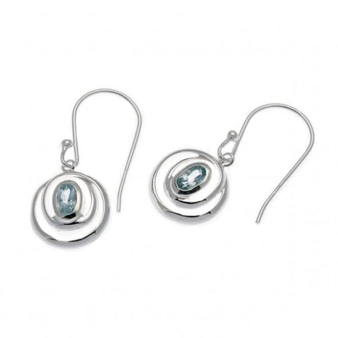 Boucles d'oreilles double anneau Elements en argent sterling et topaze bleu ciel E4420T