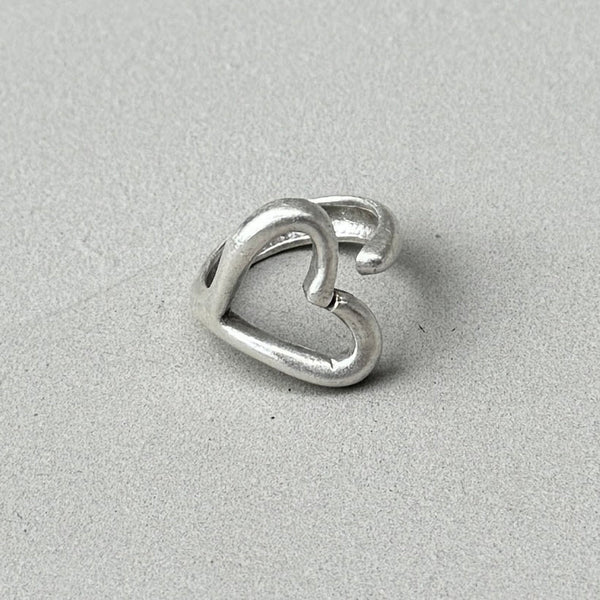 Open Heart Minimalist Silver Ring