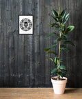 Geometric Skull black framed matte poster displayed in an interior