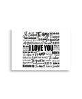 Love in Every Language multilingual typography on white 21 × 30 cm matte art poster – front view – ZIPZAPPA