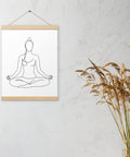 Quiet Meditation minimalist line art poster, 12 × 16 inches, Oak wooden hanger – view 3