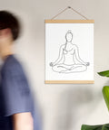 Quiet Meditation minimalist line art poster, 12 × 16 inches, Oak wooden hanger – view 5