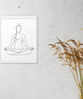 Quiet Meditation minimalist line art poster, 12 × 16 inches, White wooden hanger – view 4