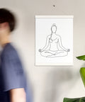 Quiet Meditation minimalist line art poster, 12 × 16 inches, White wooden hanger – view 6