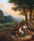 European school (XIX) - Italiaans Arcadisch Landschap met musicerend gezelschap