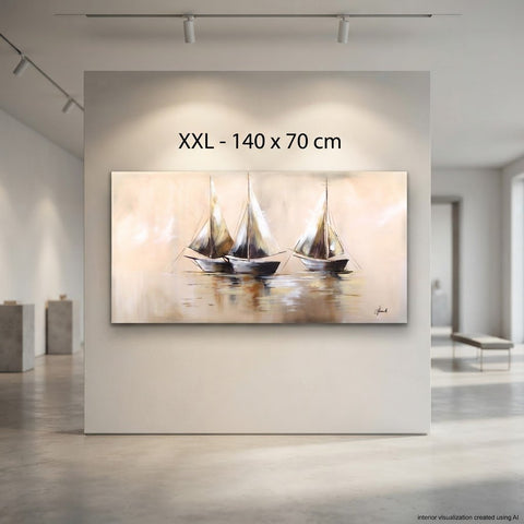 Monika Spiewak - Regatta - Oil Painting Stretched On The Frame - XXL - Ready To Hang - 1/1 Unique Piece