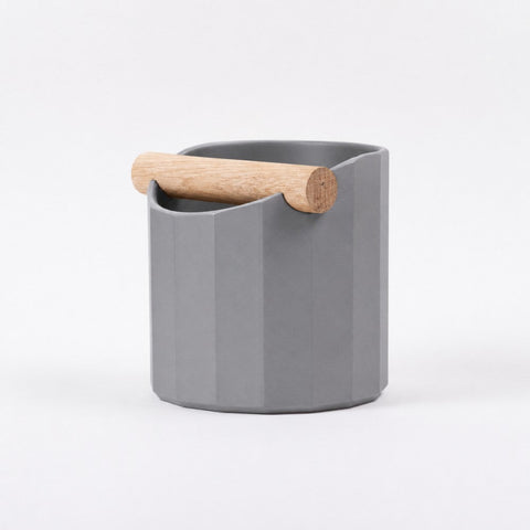 The Facet Geometric Espresso Knock Box with Oak Knock Bar