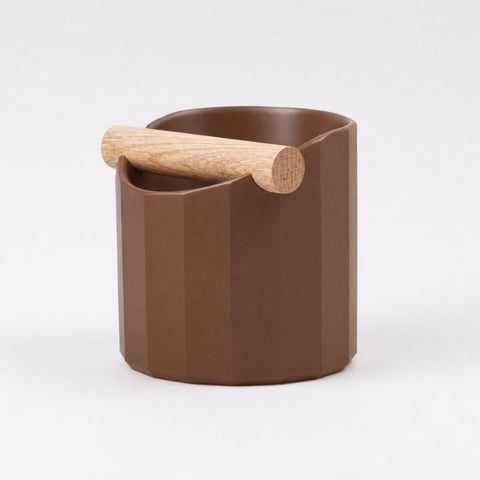 The Facet Geometric Espresso Knock Box with Oak Knock Bar