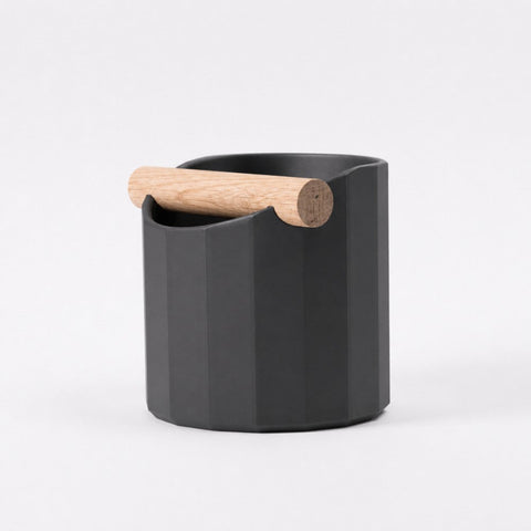 The Facet Geometric Espresso Knock Box with Oak Knock Bar