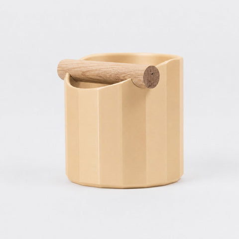 The Facet Geometric Espresso Knock Box with Oak Knock Bar