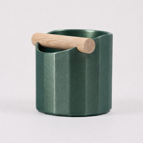 The Facet Geometric Espresso Knock Box with Oak Knock Bar