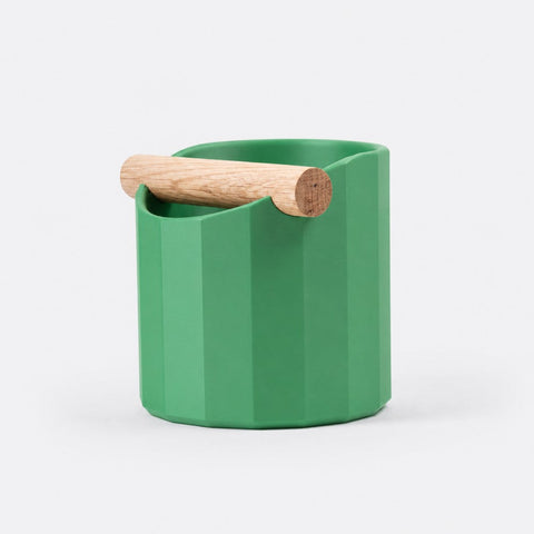 The Facet Geometric Espresso Knock Box with Oak Knock Bar