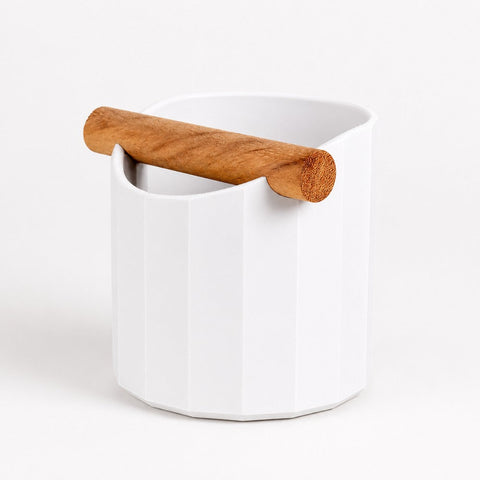 The Facet Geometric Espresso Knock Box with Oak Knock Bar