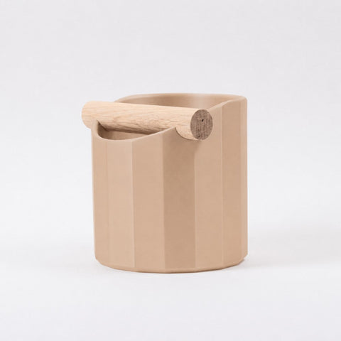 The Facet Geometric Espresso Knock Box with Oak Knock Bar