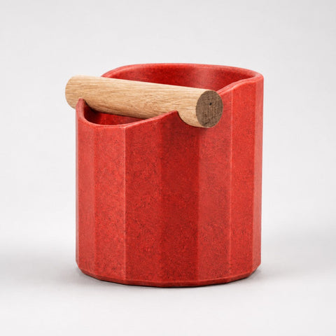 The Facet Geometric Espresso Knock Box with Oak Knock Bar