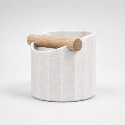 The Facet Geometric Espresso Knock Box with Oak Knock Bar