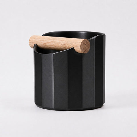 The Facet Geometric Espresso Knock Box with Oak Knock Bar