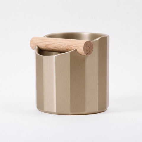 The Facet Geometric Espresso Knock Box with Oak Knock Bar