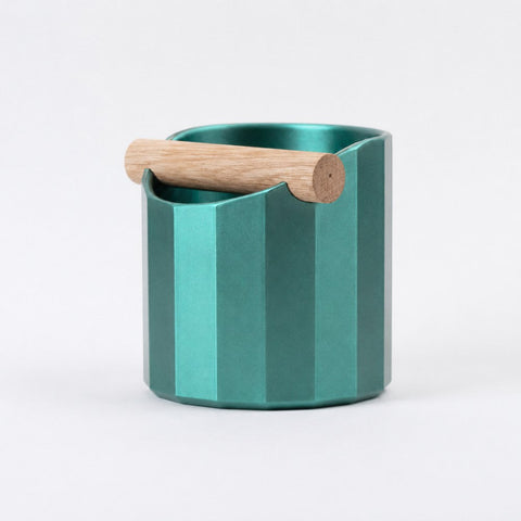 The Facet Geometric Espresso Knock Box with Oak Knock Bar
