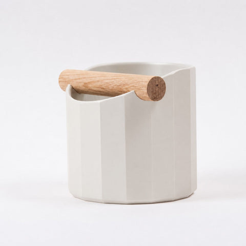 The Facet Geometric Espresso Knock Box with Oak Knock Bar