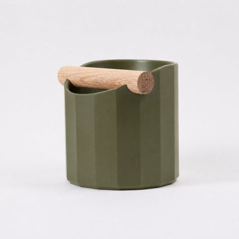 The Facet Geometric Espresso Knock Box with Oak Knock Bar