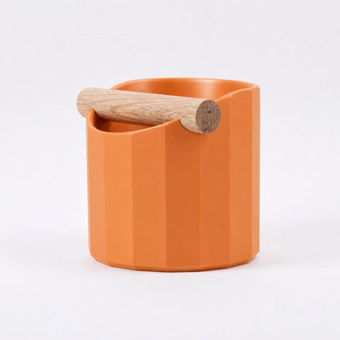 The Facet Geometric Espresso Knock Box with Oak Knock Bar