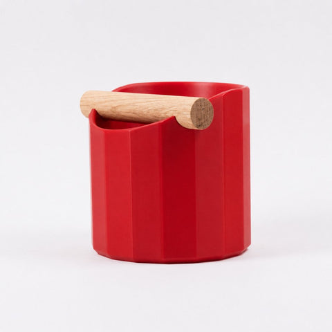 The Facet Geometric Espresso Knock Box with Oak Knock Bar