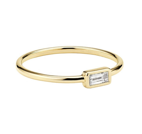 Ameya Ring Größe 6 – Stapelbarer Ring – 18 Karat vergoldet, leichter Luxus, minimalistischer koreanischer Chic, Zirkon, 925er Sterlingsilberring