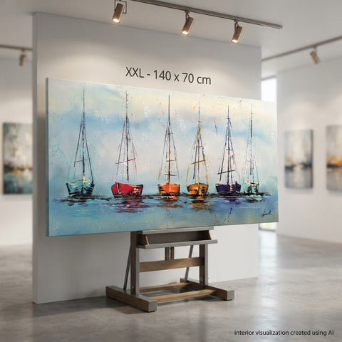 Monika Spiewak - Regatta - Oil Painting Stretched On The Frame - XXL - Ready To Hang - 1/1 Unique Piece