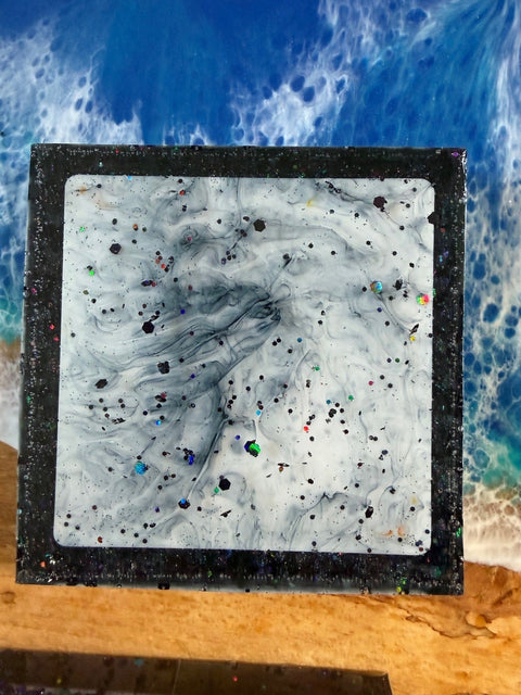 Flame & Oblivion Square Coaster Set — Handmade Resin Art (Set of 4)