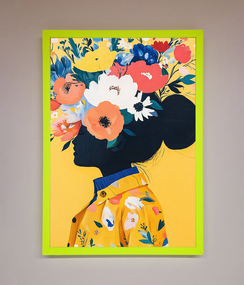 Floral Explosion Yellow Framed Print