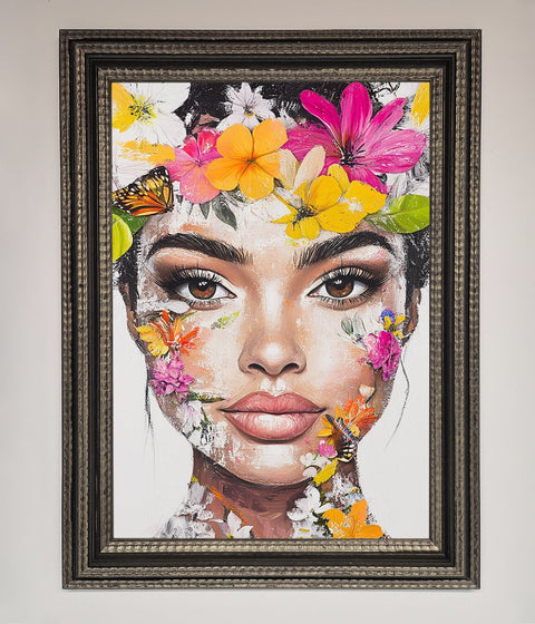 Floral Woman Face Framed Print