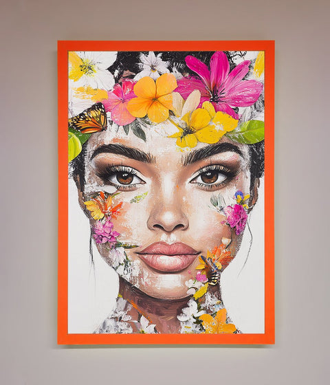 Floral Woman Face Framed Print