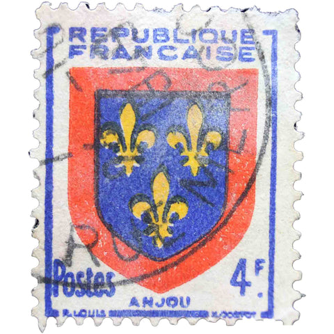France 1949 4 - French Franc Used Postage Stamp Anjou Coat of Arms