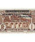 French Equatorial Africa Stamp 1936 1 French centime Viaduc de Mindouli - Viaduct Mindouli Overprinted