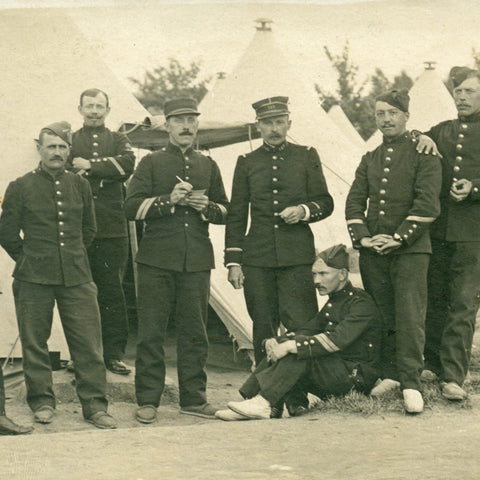 French Soldiers in Military Camp – Early 20th Century WW1 Era Postcard