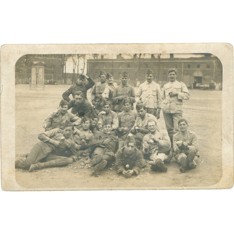 French Soldiers Relaxing at Camp – Early 20th Century WW1 Era Postcard