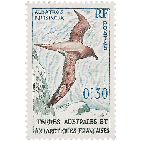French Southern and Antarctic Lands (TAAF) Stamp 1959 0.3 French franc Light - mantled Albatross (Phoebetria palpebrata) Birds