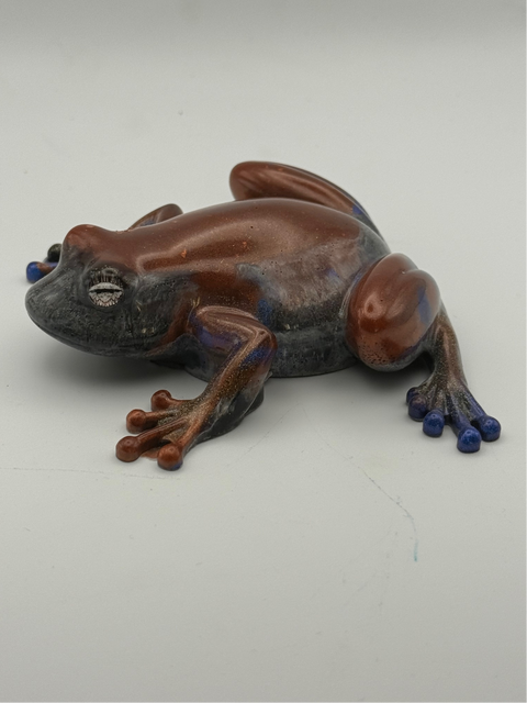 Copper Blue Resin Frog — Handmade Ornament